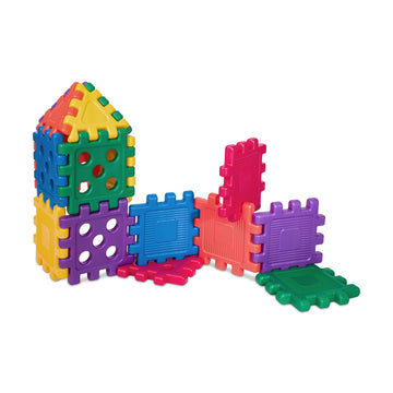 Careplay Oversized Waffle Grid Building Blocks Set, 12x12 Inch Design, Easy-to-Use Building Toys for Toddlers and Kids, 16 Piece Set, Ages 18 Months