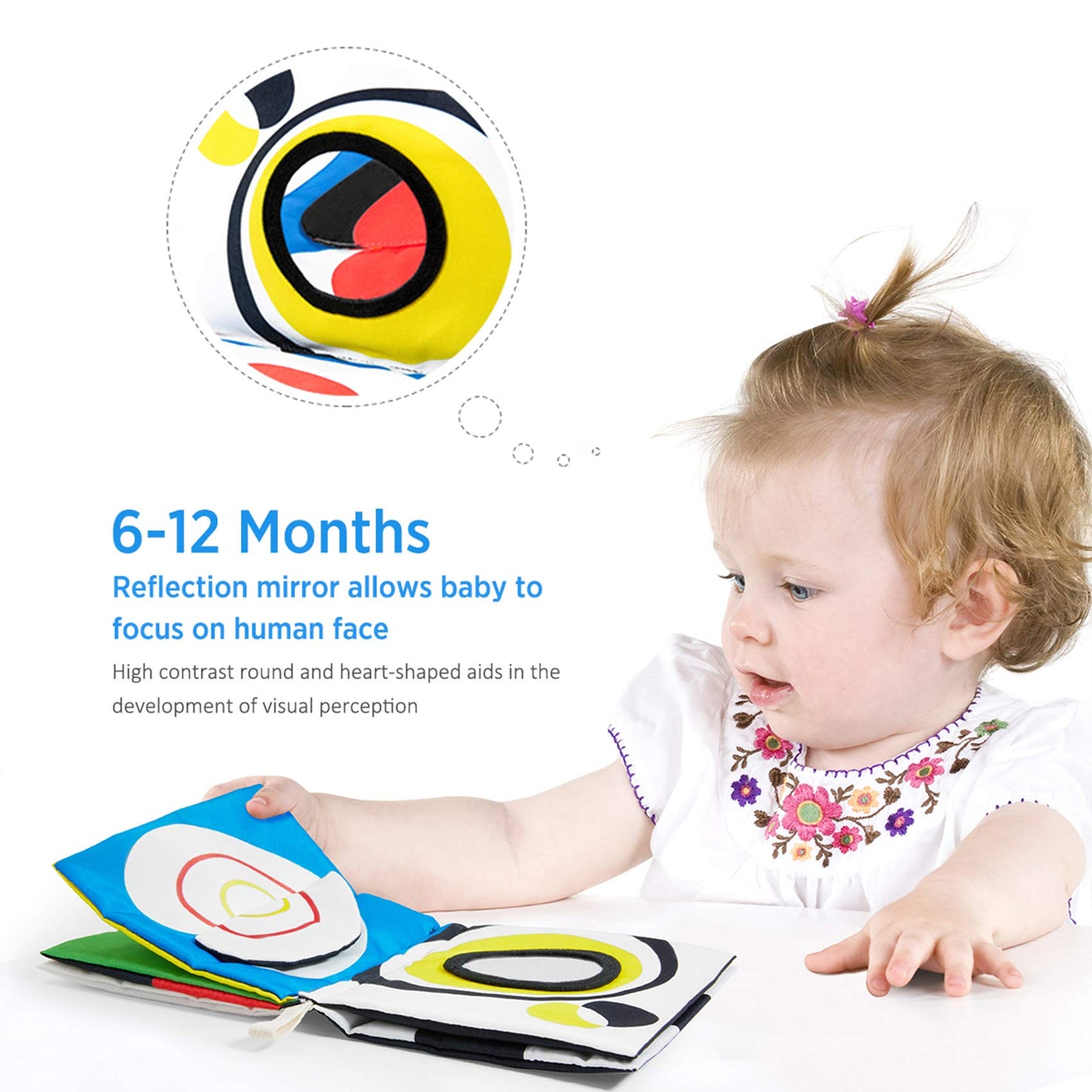 beiens High Contrast Black and White Baby Book - Touch and Feel Crinkle Sensory Toy - Visual Stimulation Interactive Montessori Toys for 0-12 Months