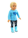 American Fashion World Blue Heart Pant Set with Boots Made for 18 inch Dolls Such as American Girl Dolls