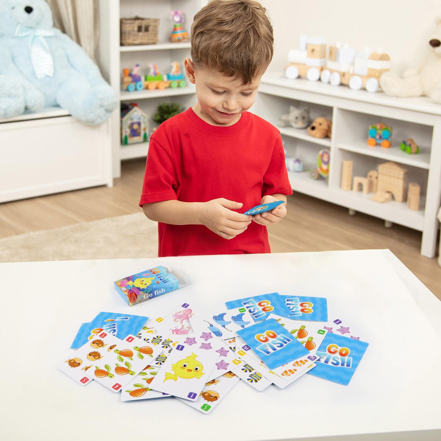 Kids Card Games, Go Fish, Old Maid, Memory Match and Crazy 8s, Go Fish Card Game for Kids 4-8, Fun Toddler Card Games for Family Game Night Party