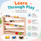 Wooden Ramp Racer for Toddlers 1-3, Wooden Race Track Toy with 3 Wood Cars and 2 Balls, 5-Level Zig Zag Car Ramp Racer, Montessori Learning Toys for 1