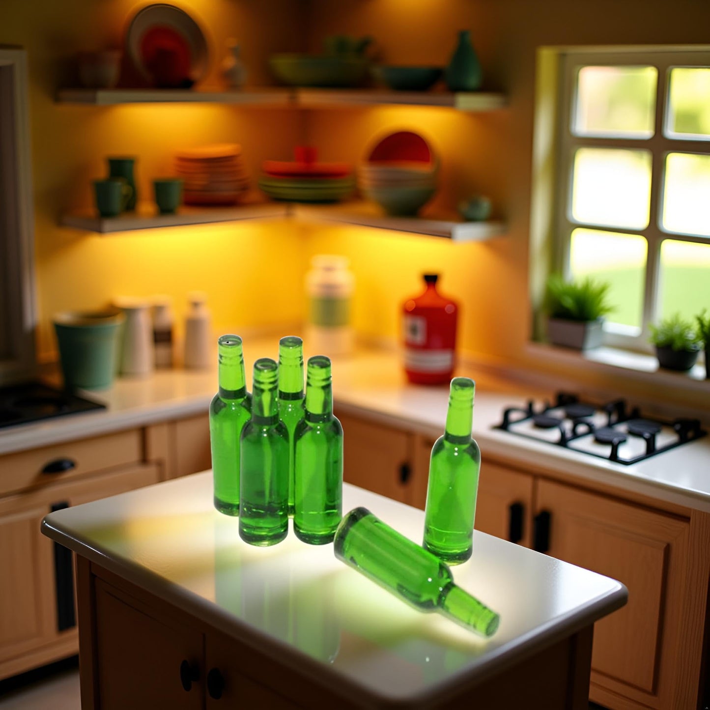 6Pcs Mini Beer Drinks Miniature Dollhouse Beer Glass Model Doll Drinks Kitchen Wine Bottles Toy Accessories,Dollhouse Miniature Beer Bottle Dining