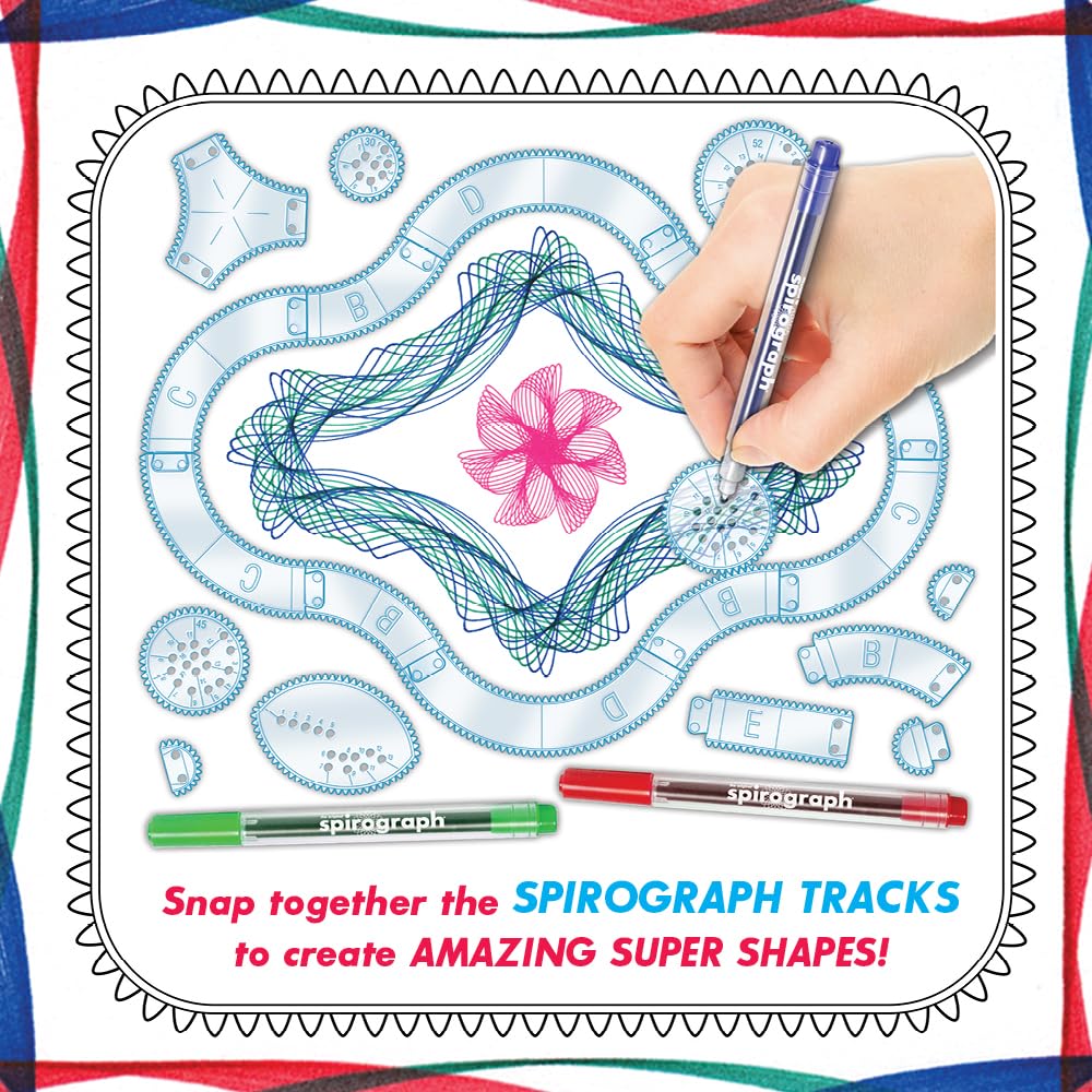 Spirograph Super Set -Arts and Crafts, Kids Toys, Art Supplies, Craft Supplies, Drawing Kit, Spiral Art, Classic Gear Design Kit, Case, Pens, Design