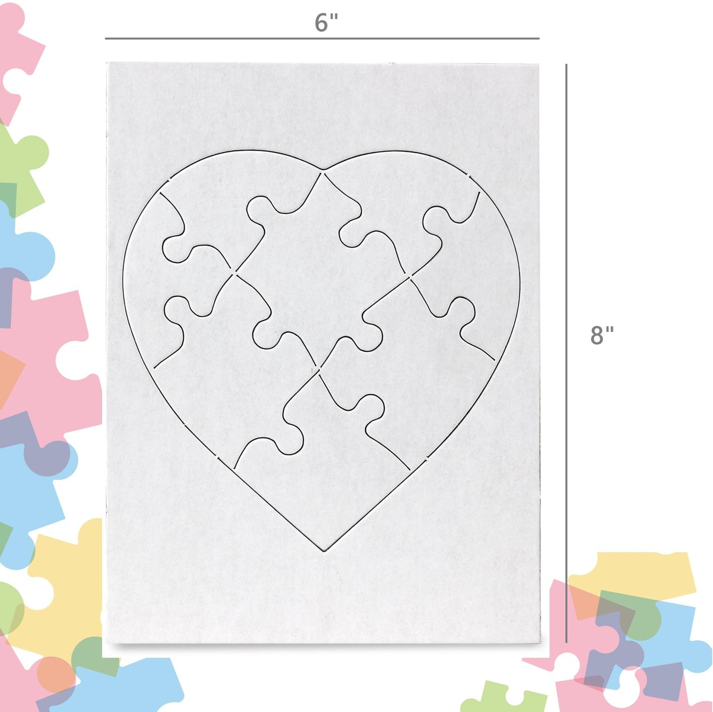 Hygloss 8 Blank Heart Puzzles with Envelopes - 6 x 8 Inches - Ideal for Valentine’s Day Crafts - Write, Draw, and Decorate - 8 Pieces Each