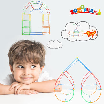 ZOZOPLAY Straw Constructor STEM Building Toys 800 Piece Straws and Connectors Building Sets Colorful Motor Skills Interlocking Plastic Engineering
