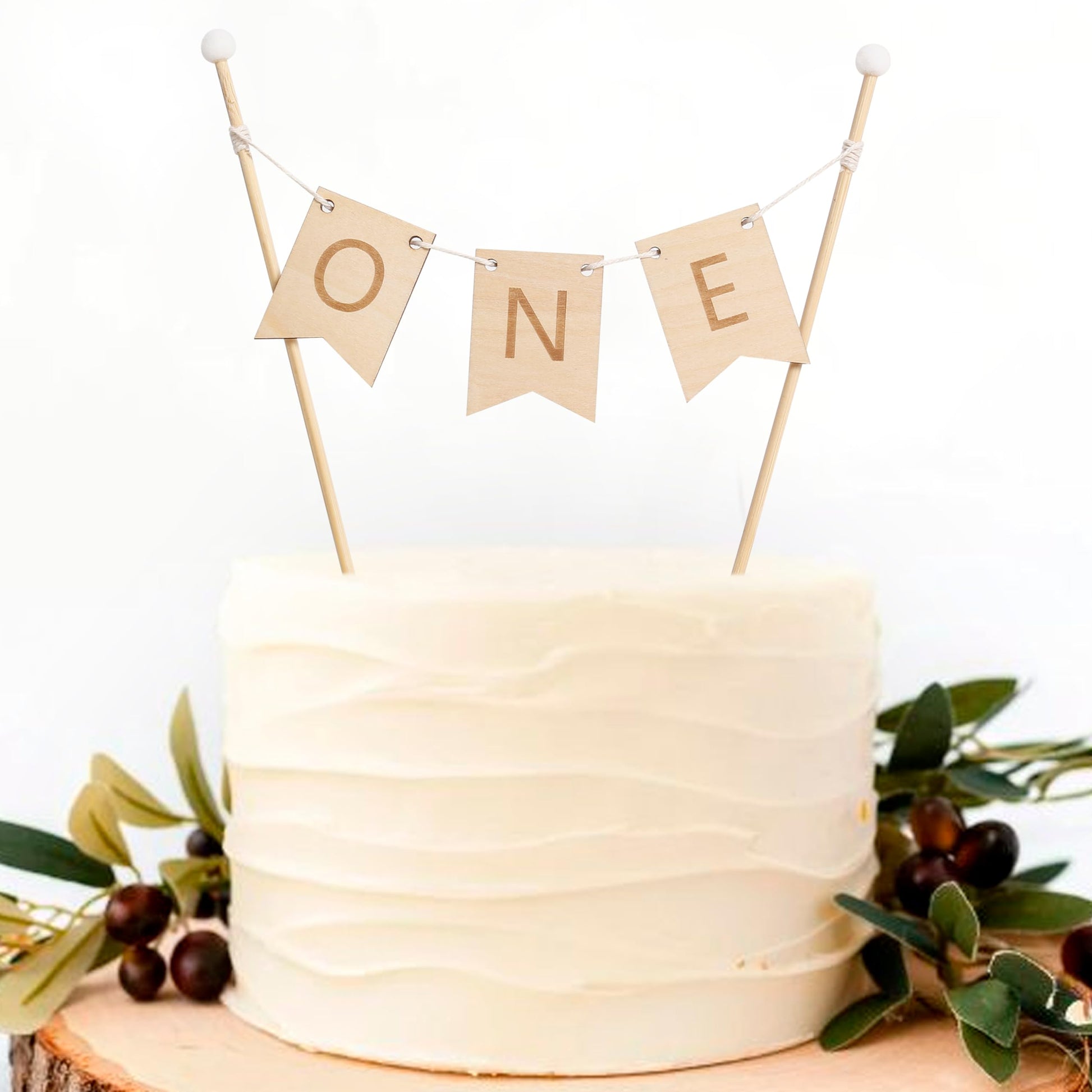 1ST BIRTHDAY CAKE TOPPER - Wooden First Birthday Cake Topper, First Birthday Party Decorations,Photo Props (Natural wood color)