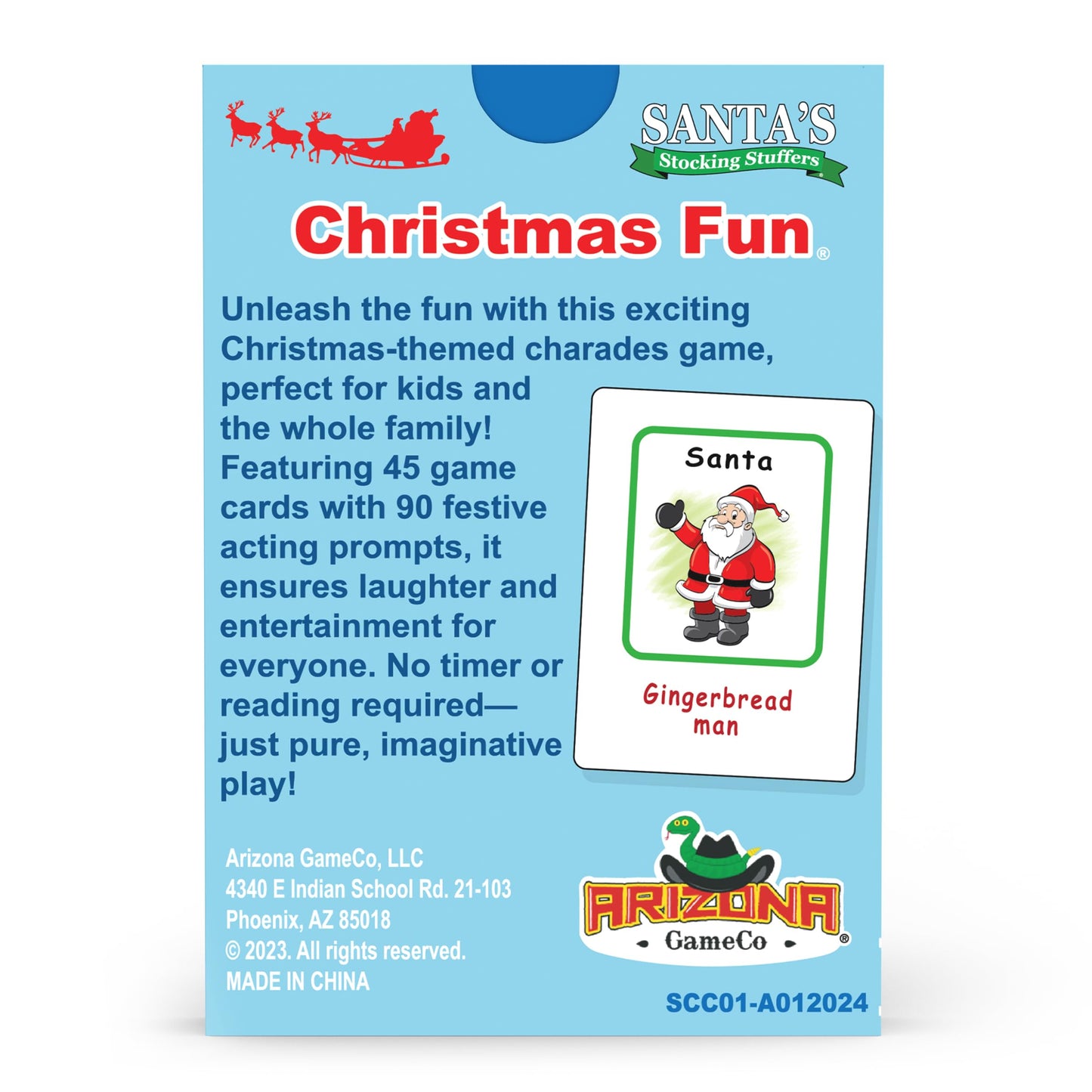 Arizona GameCo Santa Claus Charades, a Fun Christmas Game for Kids Ages 6+ - No Reading is Required to Play - Christmas Party, Family Board Game