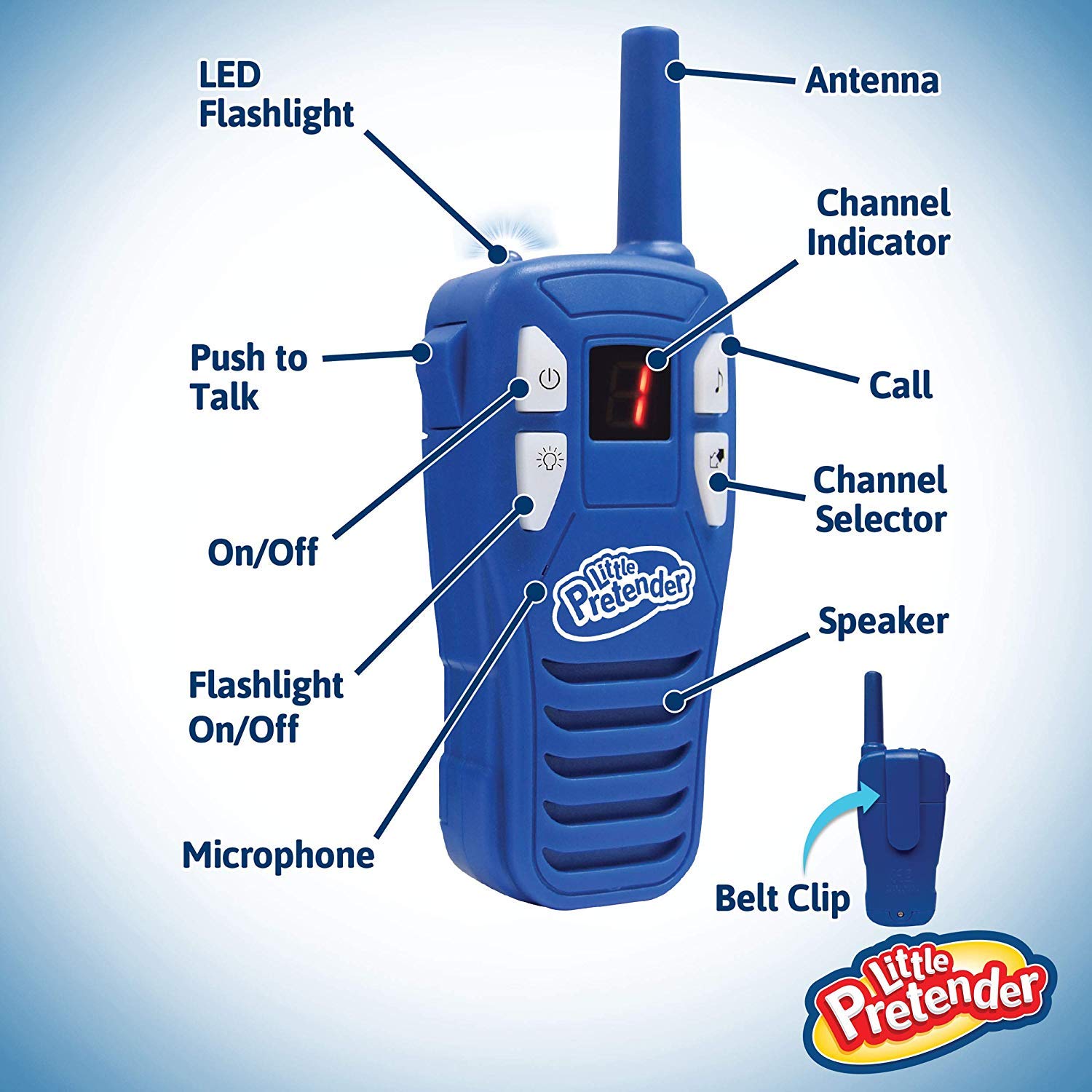 Little Pretender 2 Pack Walkie Talkies for Kids, 2 Mile Range, Includes Built-in Flashlight, Kids Walkie Talkies, 2 Pack Walkie Talkie, Gifts for