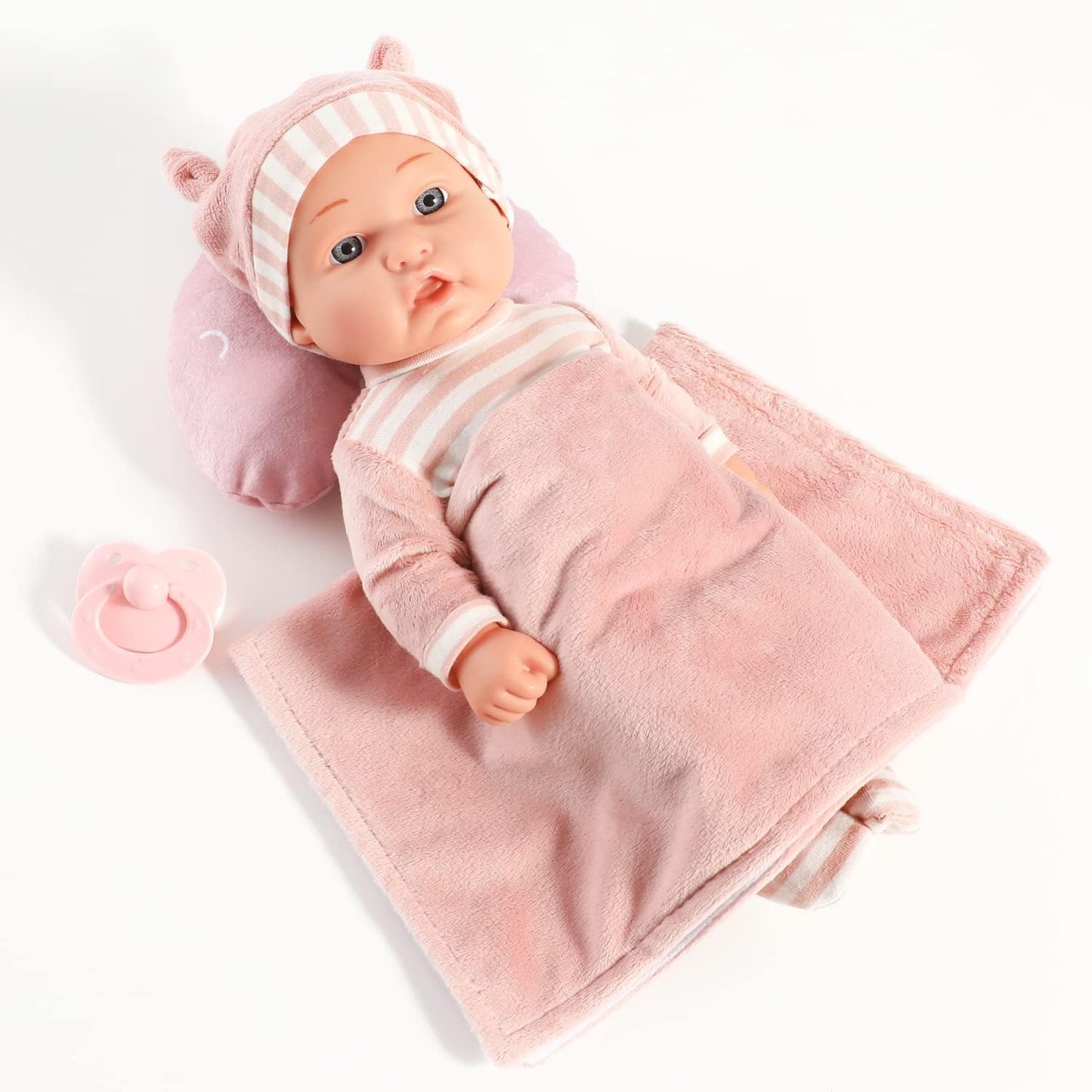 Enjoyin 12'' Baby Doll Playset with Washable Doll Accessories Includes Carrier Bassinet Bed, Pacifier, Blanket, and Pillow, First Baby Dolls for
