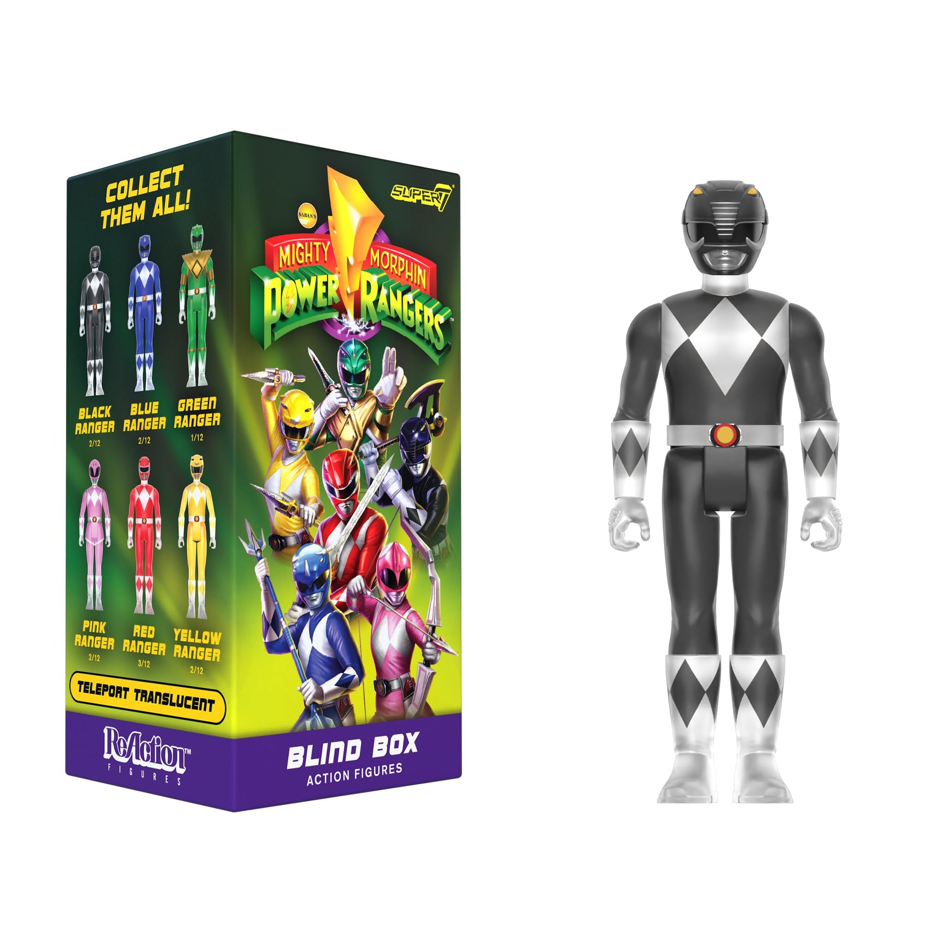 Super7 Mighty Morphin Power Rangers Blind Box Flat - (12 Pack) 3.75" Mighty Morphin Power Rangers Action Figures - Classic TV Show Collectibles
