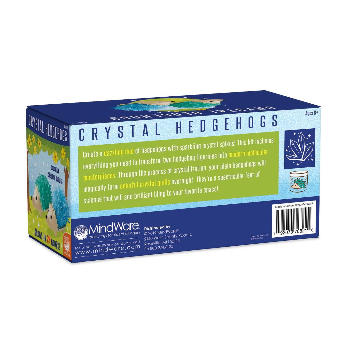 MindWare Crystal Growing Kits (Hedgehog Cool Colors) Grow Your Own Crystals Kit for Kids - Makes 2 Hedgehogs