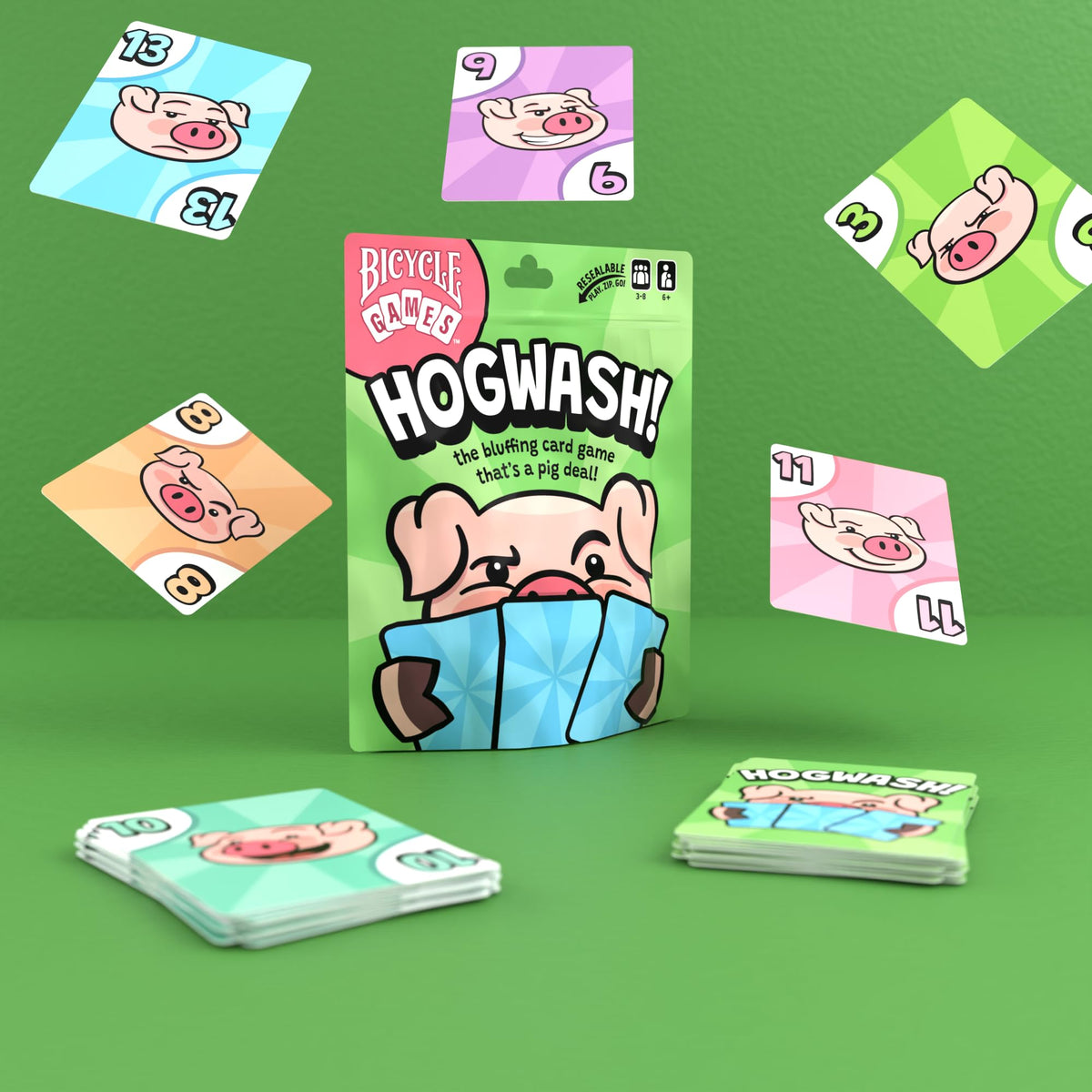 Bicycle Games Kids Collection x3- Hogwash, Trash, Cats in The Corner- Family-Friendly Strategy Card Game for Kids, Teens & Adults, Easy-to-Learn