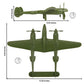 TimMee WW2 P-38 Lightning Fighter Plane - 2pc OD Green Plastic Army Men Aircraft