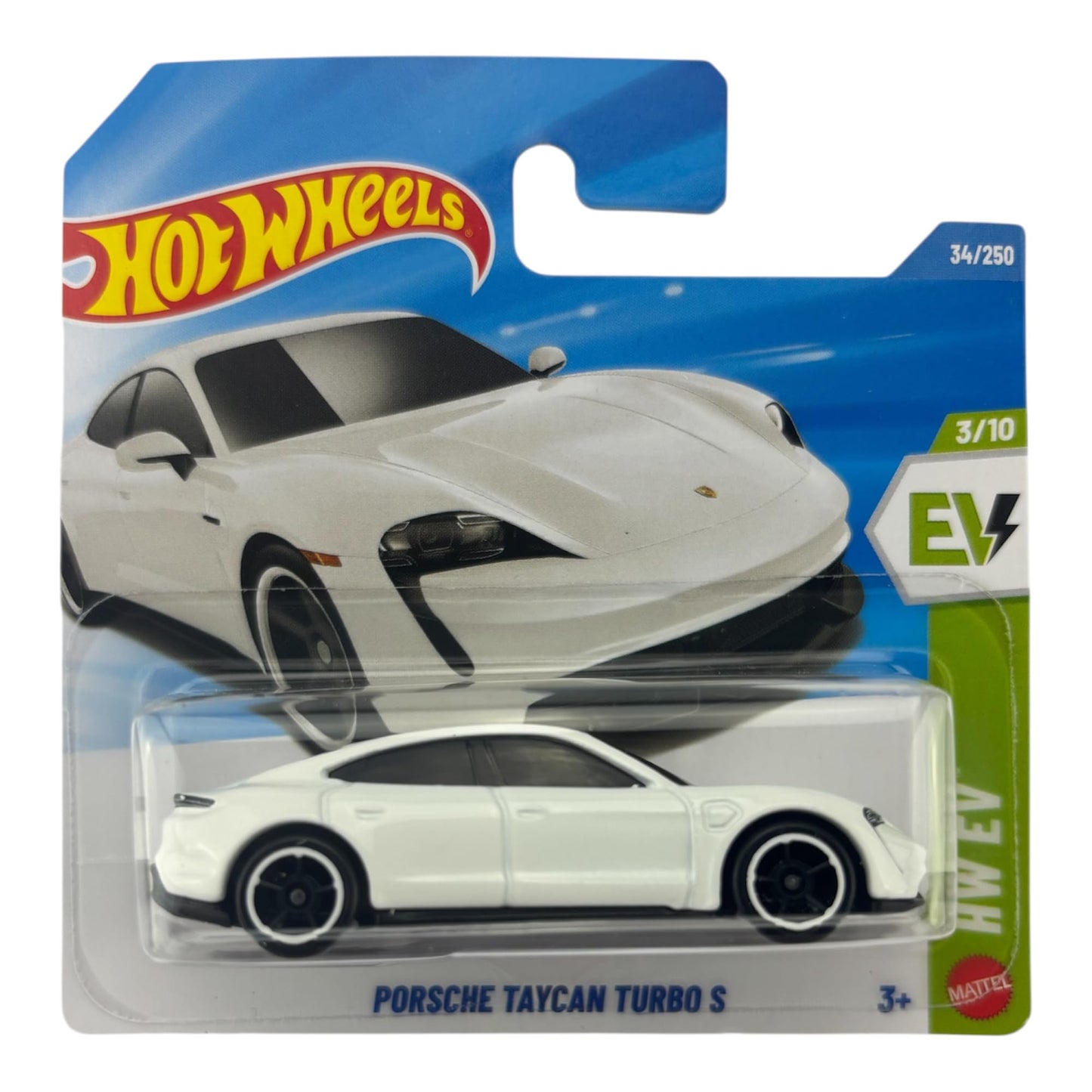 Hot Wheels Porsche Taycan Turbo S [White] HW EV 3/10, 34/250, 1:64 Scale Diecast Toy Vehicle