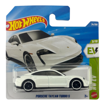 Hot Wheels Porsche Taycan Turbo S [White] HW EV 3/10, 34/250, 1:64 Scale Diecast Toy Vehicle