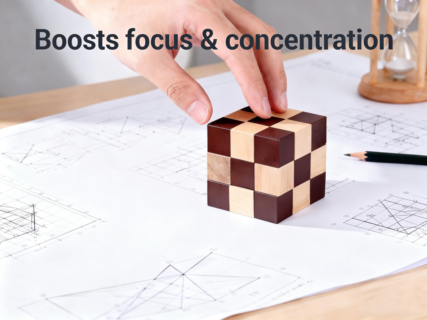 MAGIKON Brain Teaser Cube Puzzle Toy, Square Snake Cube Wooden