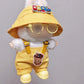 Compatible with Labubu - Casual Outfit Set for Collectible Figures - Yellow Overalls with Bucket Hat, Sunglasses & Boots - Fits Gen 1, 2, 3 (Yellow