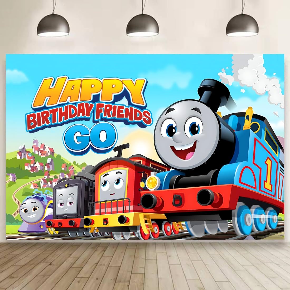 Train Birthday Backdrop Party Supplies for Train Themed Party Decorations(5x3ft)