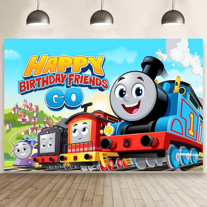 Train Birthday Backdrop Party Supplies for Train Themed Party Decorations(5x3ft)