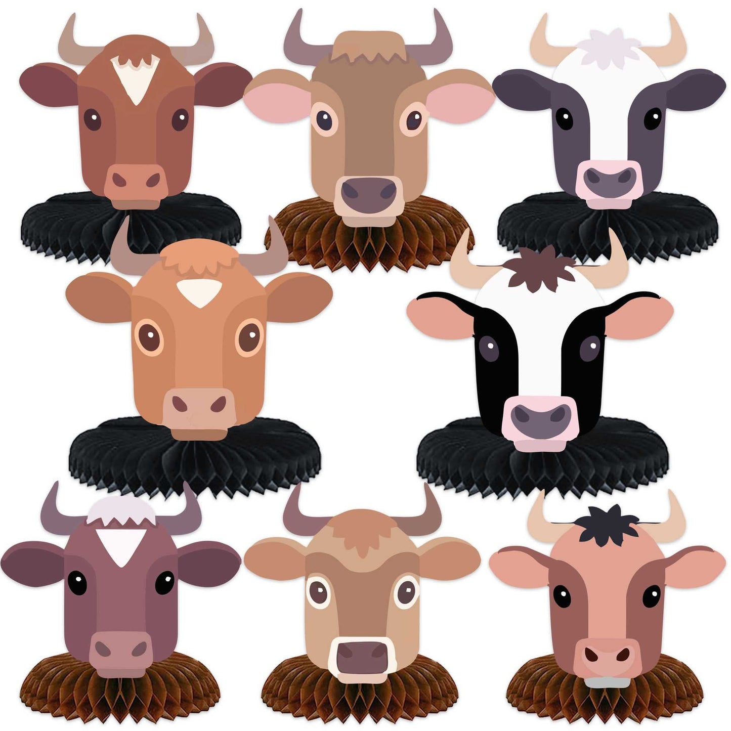 Cow Country Western Bull Riding Bull Rider Competition Honeycomb Centerpieces Farm Animals Theme Decor Decorations for Boys Girls Baby Shower Cow