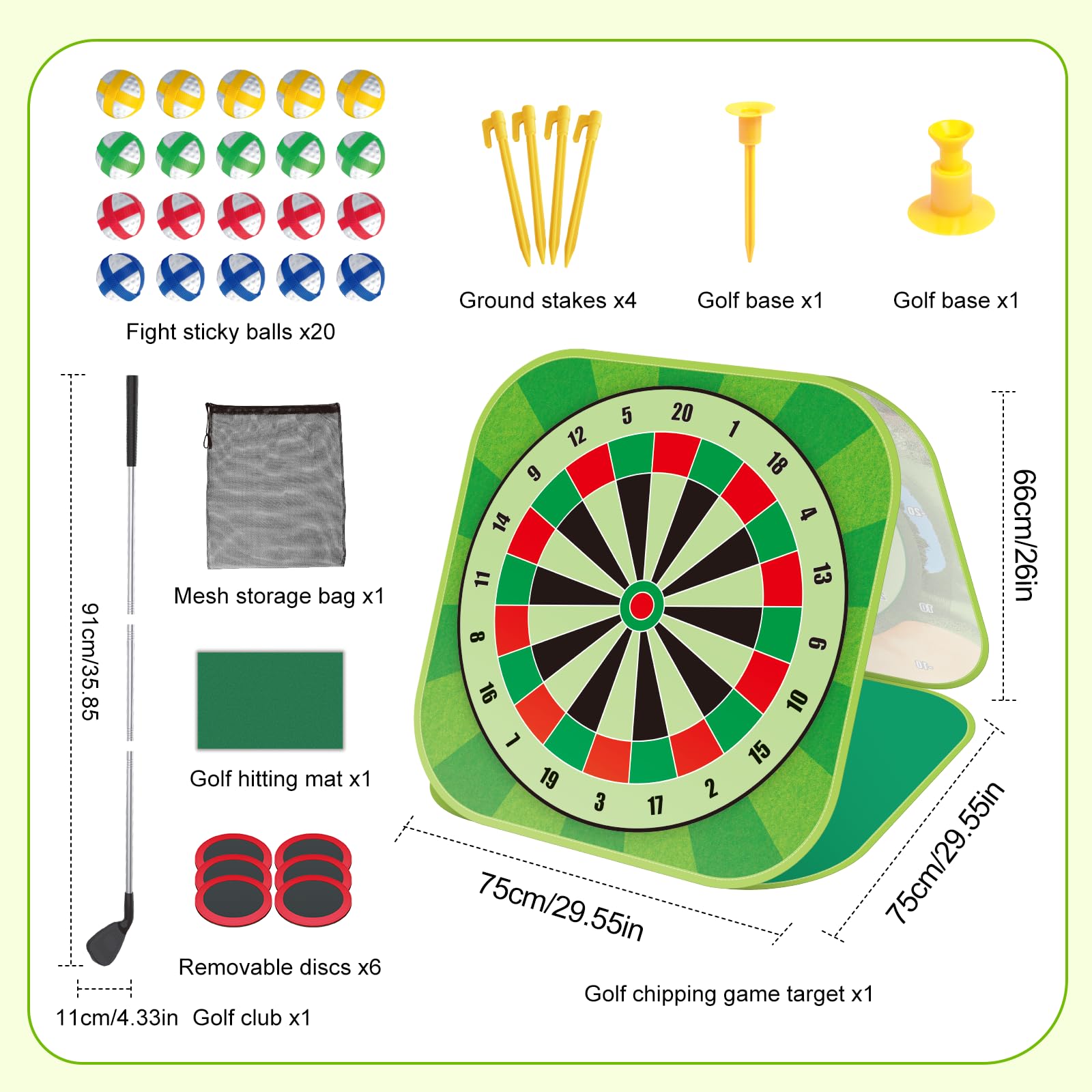 Kids Golf Chipping Game W/Clubs Golf Practice Toys for Toddlers Yard Games