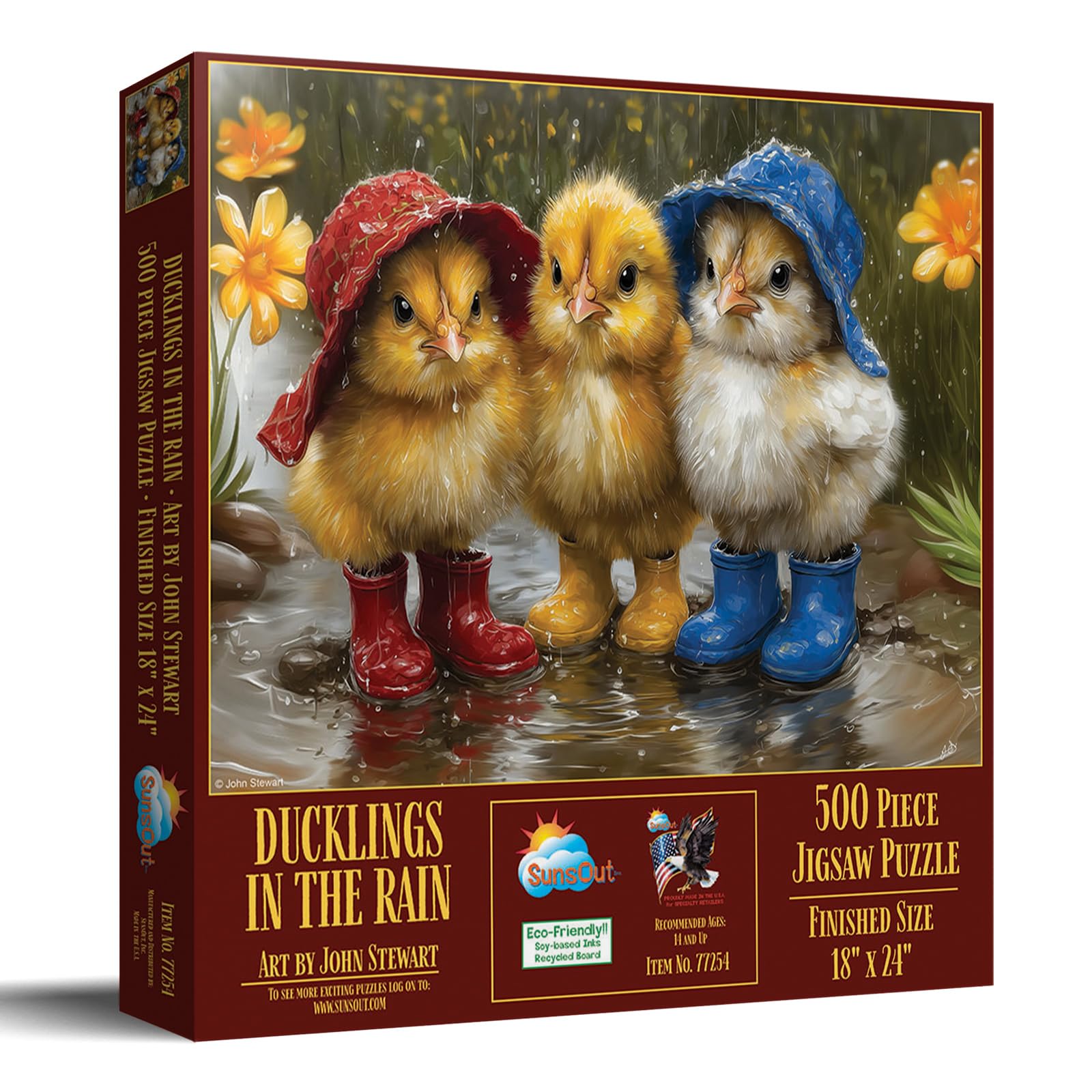 Sunsout Ducklings in the Rain 500 Piece Jigsaw Puzzle for Adults - Finished Size: 18" x 24" by Artist: John Stewart