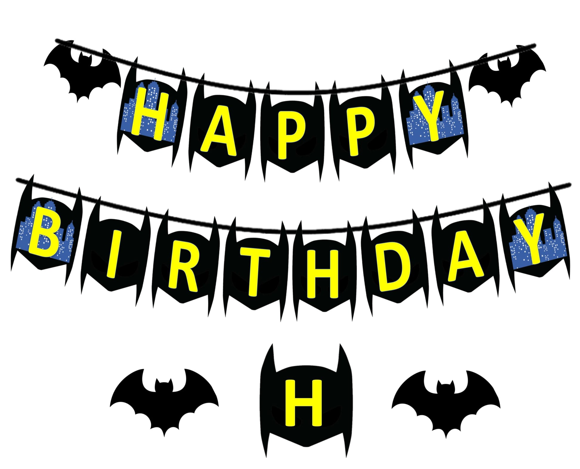 Bat Superhero Large Happy Birthday Banner 6" Party Decoration for Kids