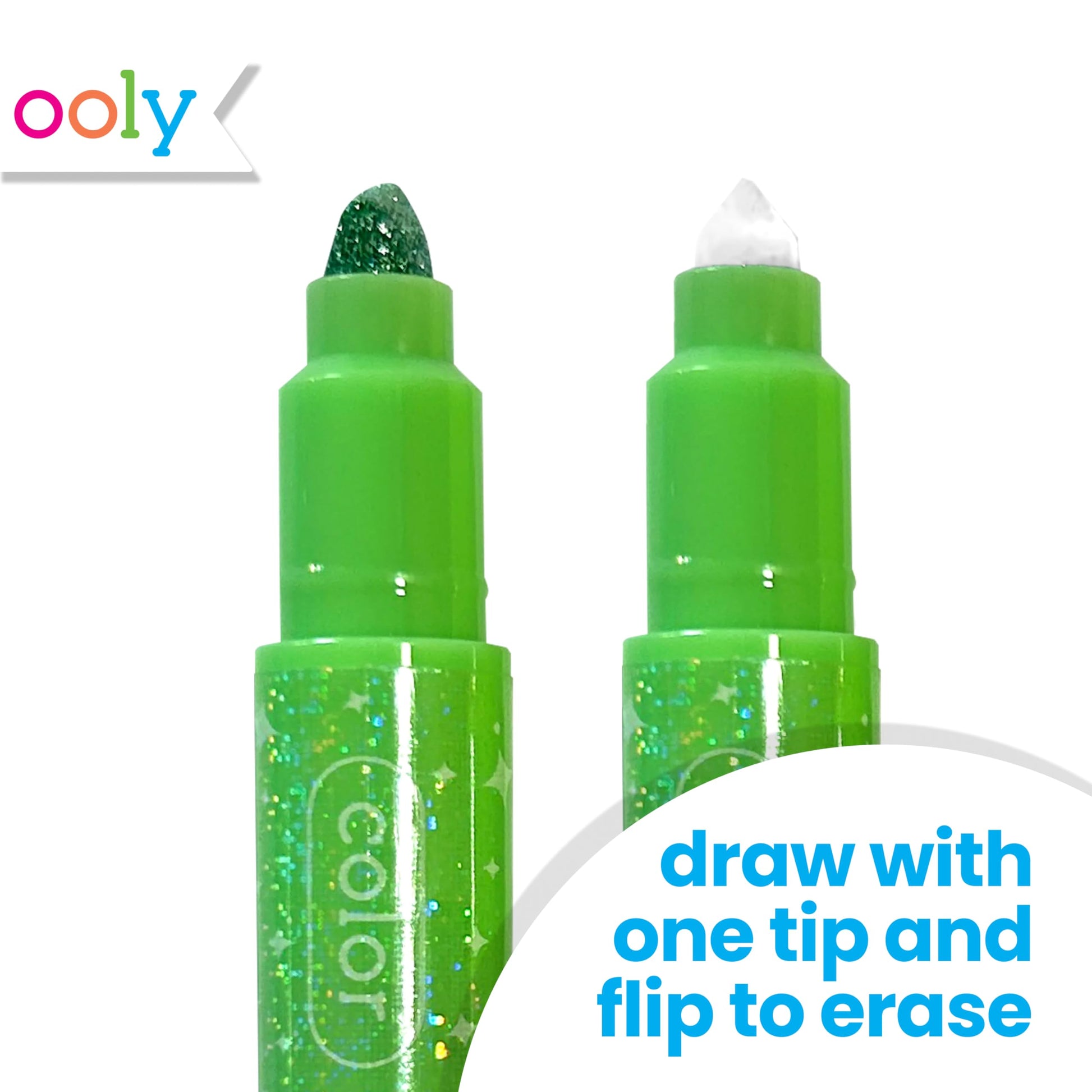 Ooly Make No Mistake Glittery Erasable Markers, 12 Stress and Mess Free Sparkle Markers You Can Erase, Colorful Supplies for Any Arts & Crafts