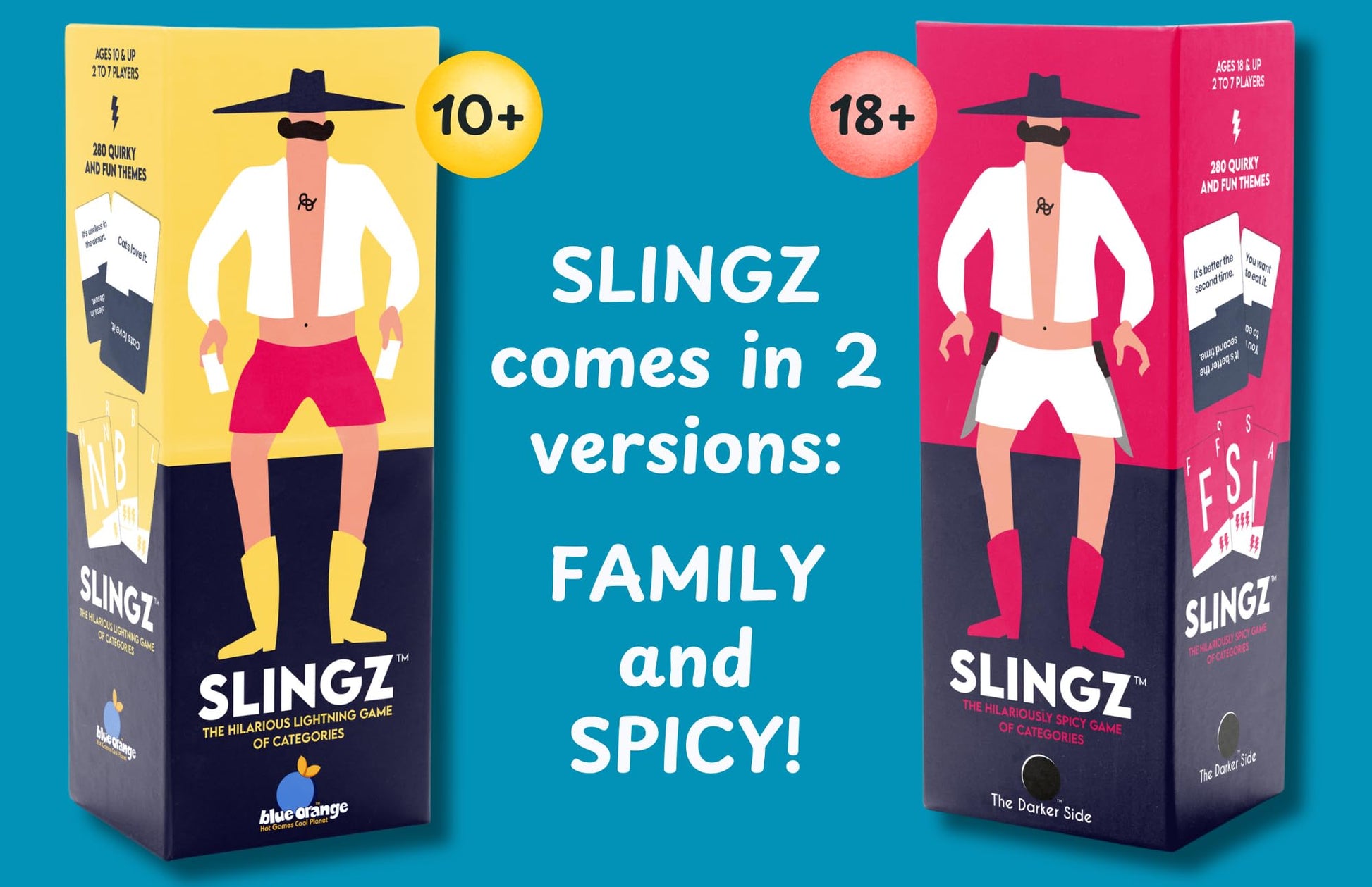 Slingz by Blue Orange Games, Fast and Hilarious Word Card Party Game of Categories for Ages 10 & Up, 2 to 7 Players