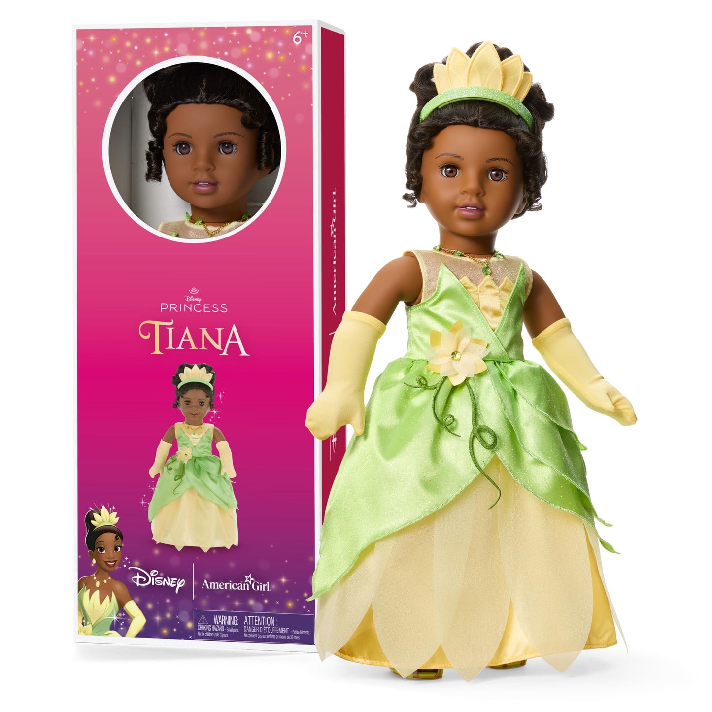 American Girl, Disney, Princess Tiana, 18-inch Doll, Curly Black Hair, Brown Eyes, Includes Accessories, Ages 6+
