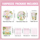 168pcs Classic Winnie Bear Baby Shower Paper Plates Napkin Party Supplies Girl Baby Shower Decorations Disposable Cutlery Tableware Set Serve 24