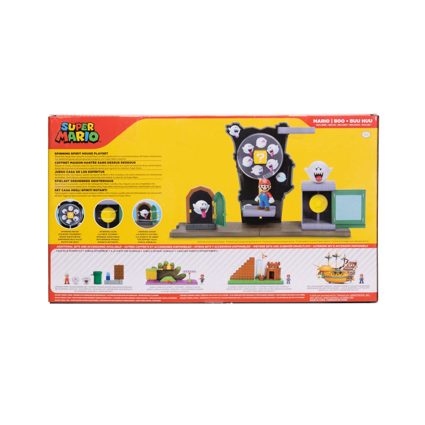 Super Mario Spinning Spirit House Playset with 2.5"-Inch Mario Action Figure, Boo, and Accessories