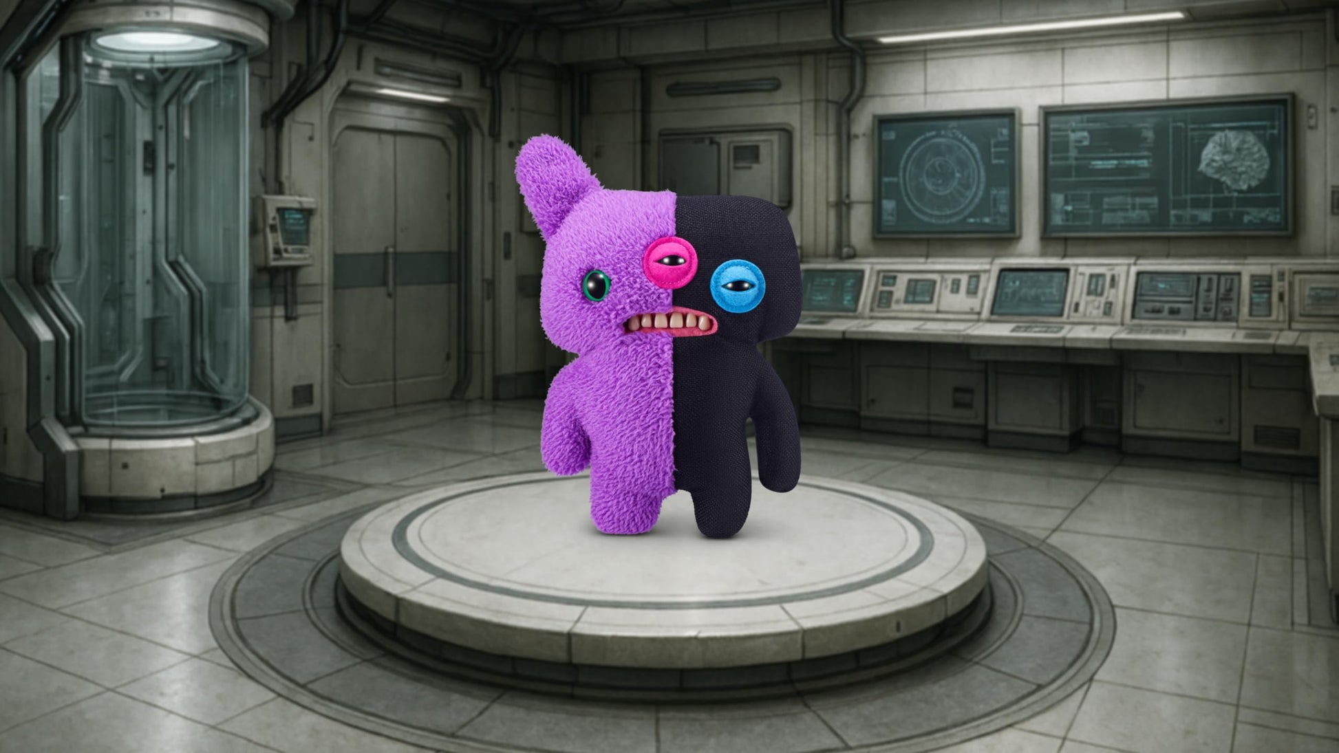 Fuggler Misfit Monsters 23 cm by ZURU, Funny Ugly Monster, Plush Toy for Children and Adults (Reeko & Annoying Alien - Purple & Black)