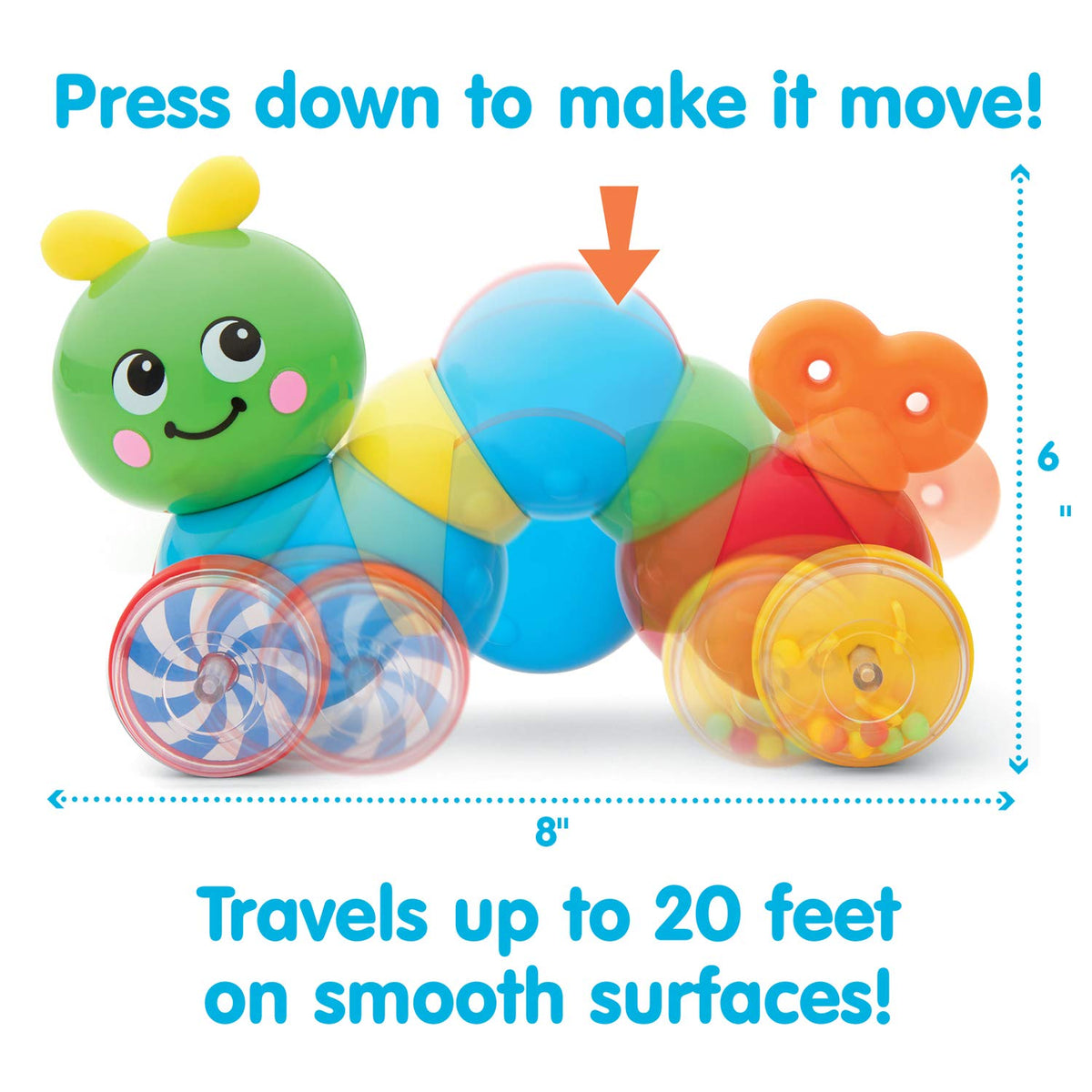 Kidoozie Press N Go Inchworm - Developmental Toy for Toddlers and Preschool Age Children