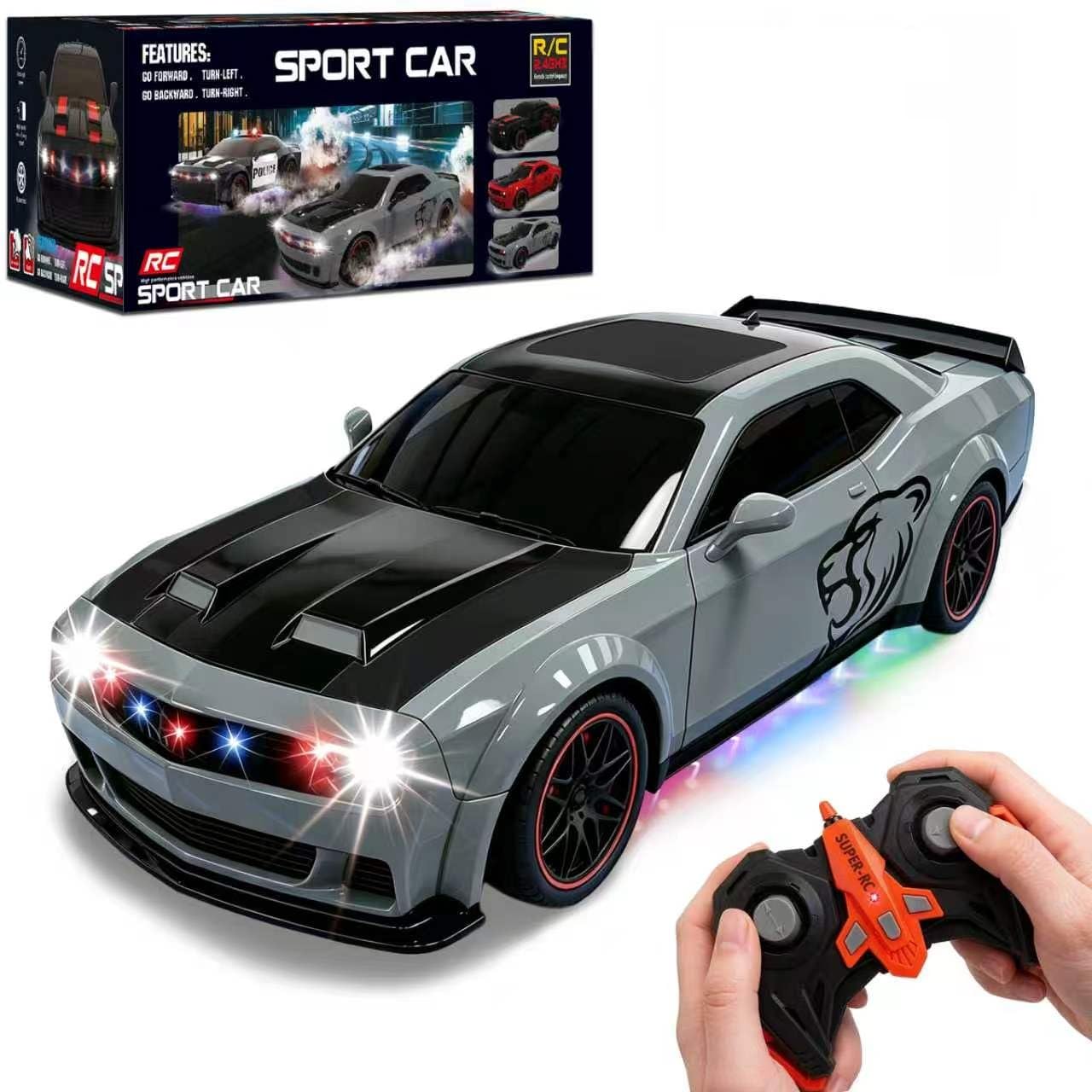 SYUUKH Remote Control Car 1:14 Scale RC Cars with Spray Effect, LED Lights & Realistic Sound, 2.4GHz Racing Toy with Controller, Christmas Birthday