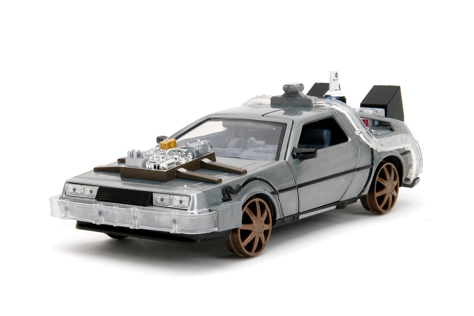 Jada Back to the Future Part 3 Time Machine with Train Wheels - 1:24 Scale Die-Cast Movie Replica, Detailed Collectible Car, for Ages 8+