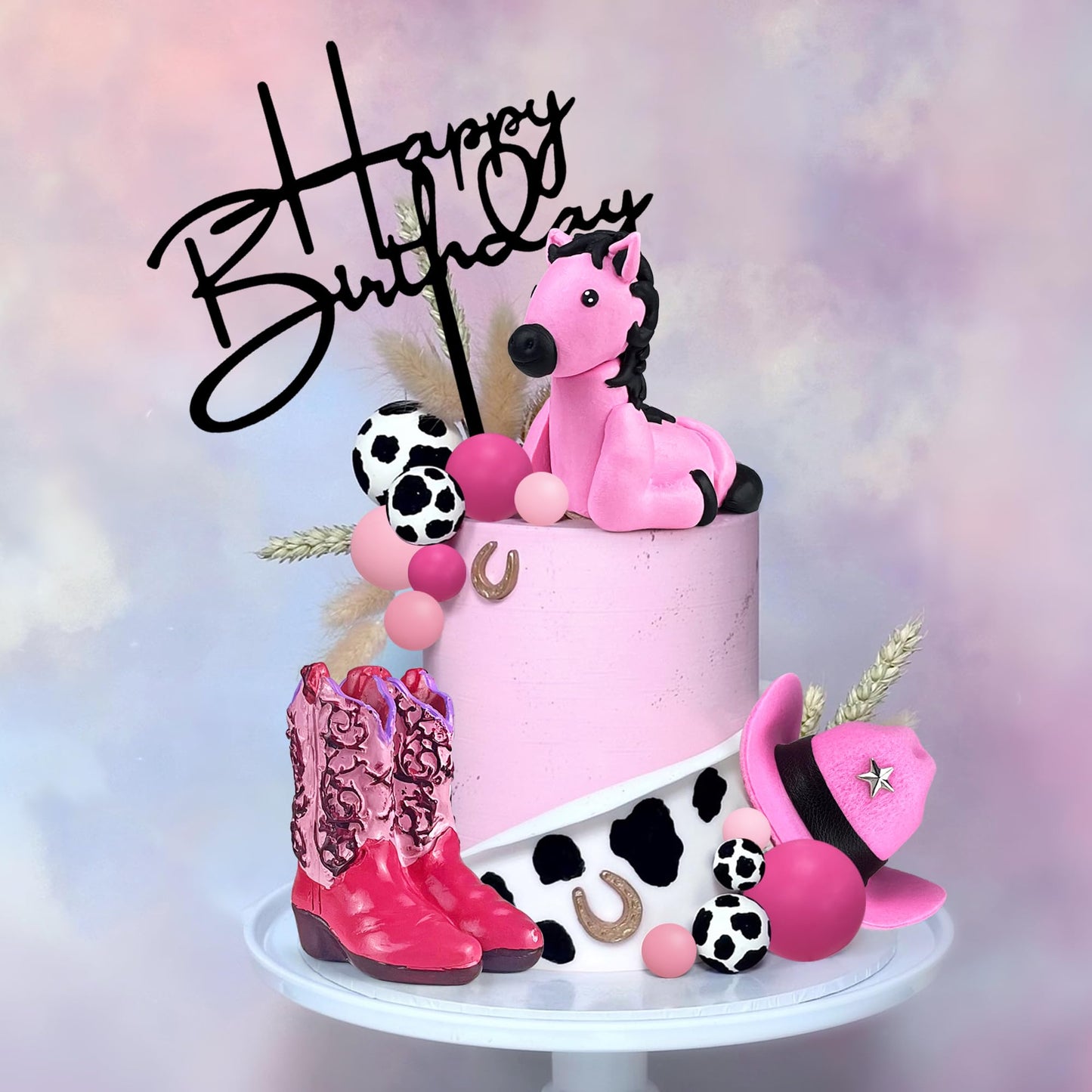 31 PCS Cowgirl Cake Decorations Hat and Boot Cake Toppers for Western Theme Birthday Baby Shower Cowgirl Party Supplies