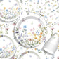 Wildflower Party Supplies Spring Floral Party Supplies Tableware with Wildflower Plates Napkins Cups Tablecloth Banner for Girls First Birthday Floral
