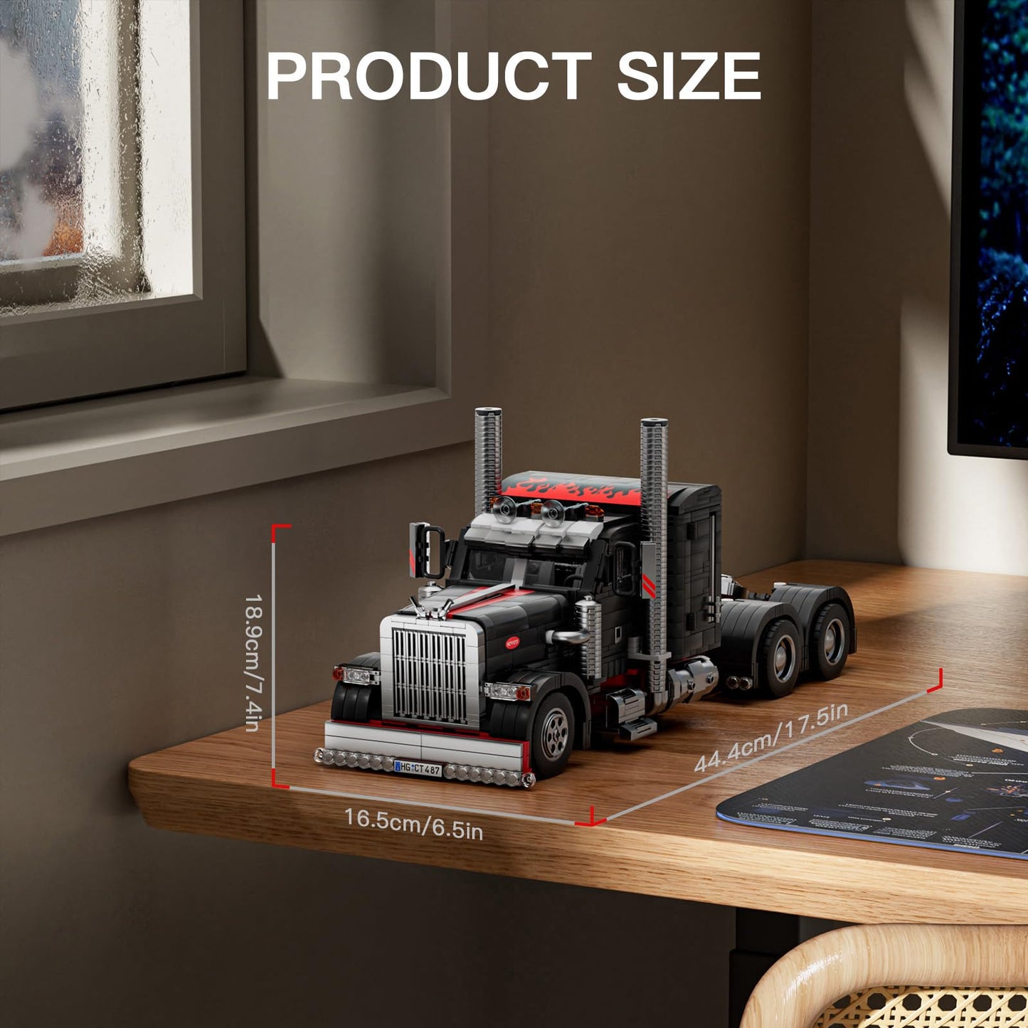 Mould King Semi Truck Building Set, 1814 Pcs Trailer Vehicle Model for 14+