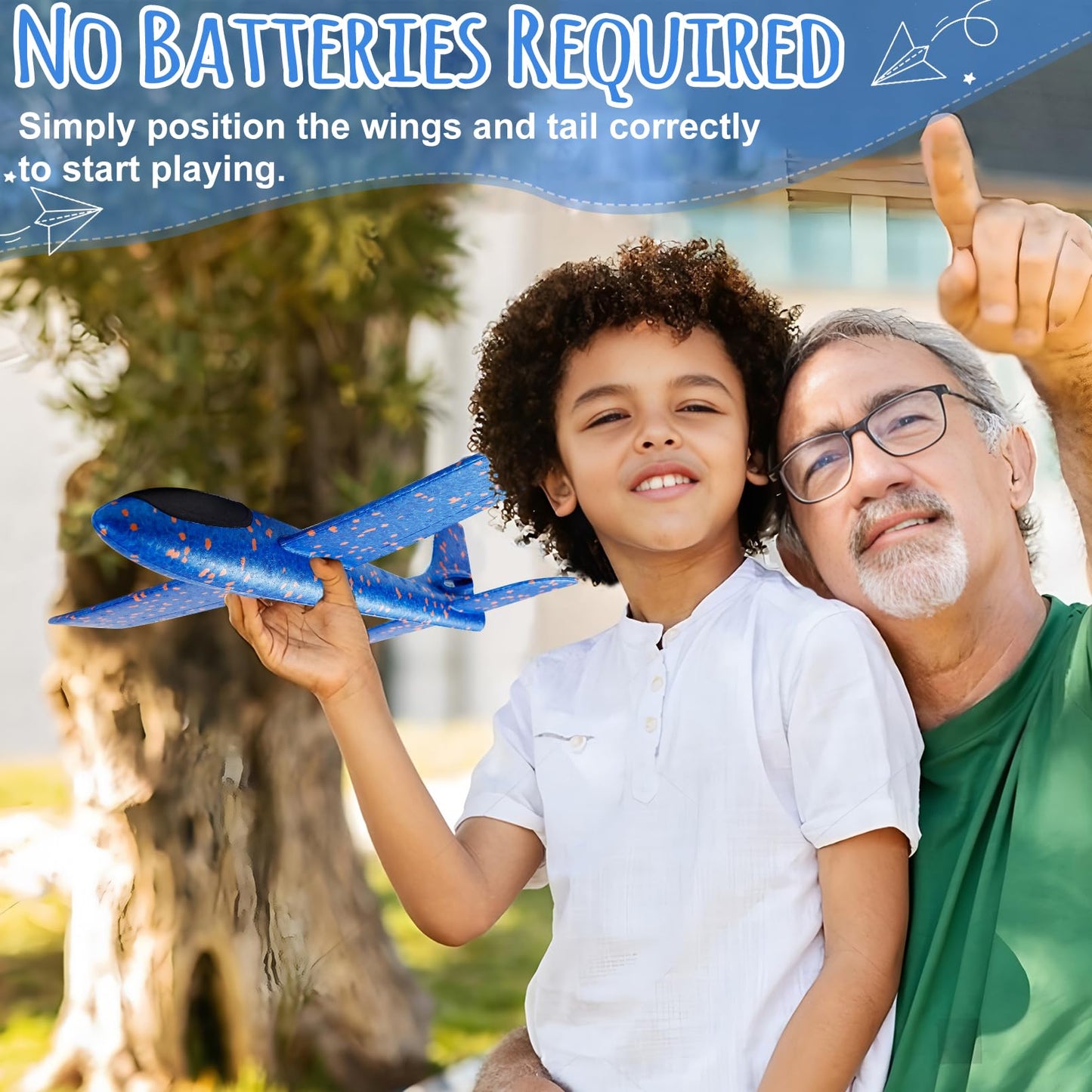 IJRPLM 6 Pack Foam Airplanes Toys, 17.5" Large Glider Airplanes for Kids, 2 Flight Mode Glider Plane, Flying Styrofoam Plane for Outdoor Sport