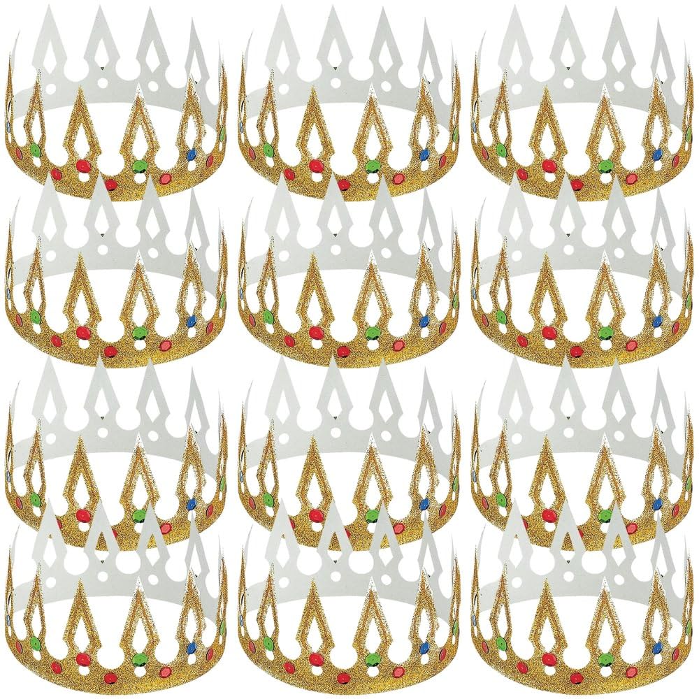 Fun Express DIY Paper Crowns, Set of 12 - VBS 2026 Vacation Bible School Supplies/Decor - Prince and Princess Party Crafts for Kids