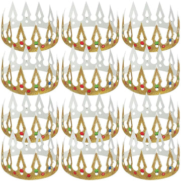 Fun Express DIY Paper Crowns, Set of 12 - VBS 2026 Vacation Bible School Supplies/Decor - Prince and Princess Party Crafts for Kids