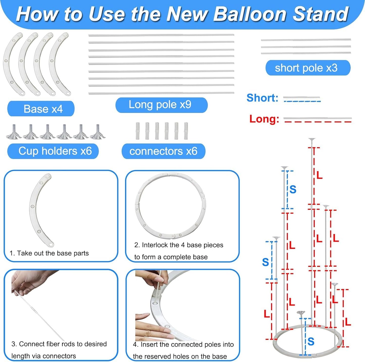 Balloon Arch Kit and Balloon Pump, 10FT Width 9FT Height Adjustable Balloon Arch Stand with NEW DESIGNED 2 Balloon Stands Water Fillable Bases