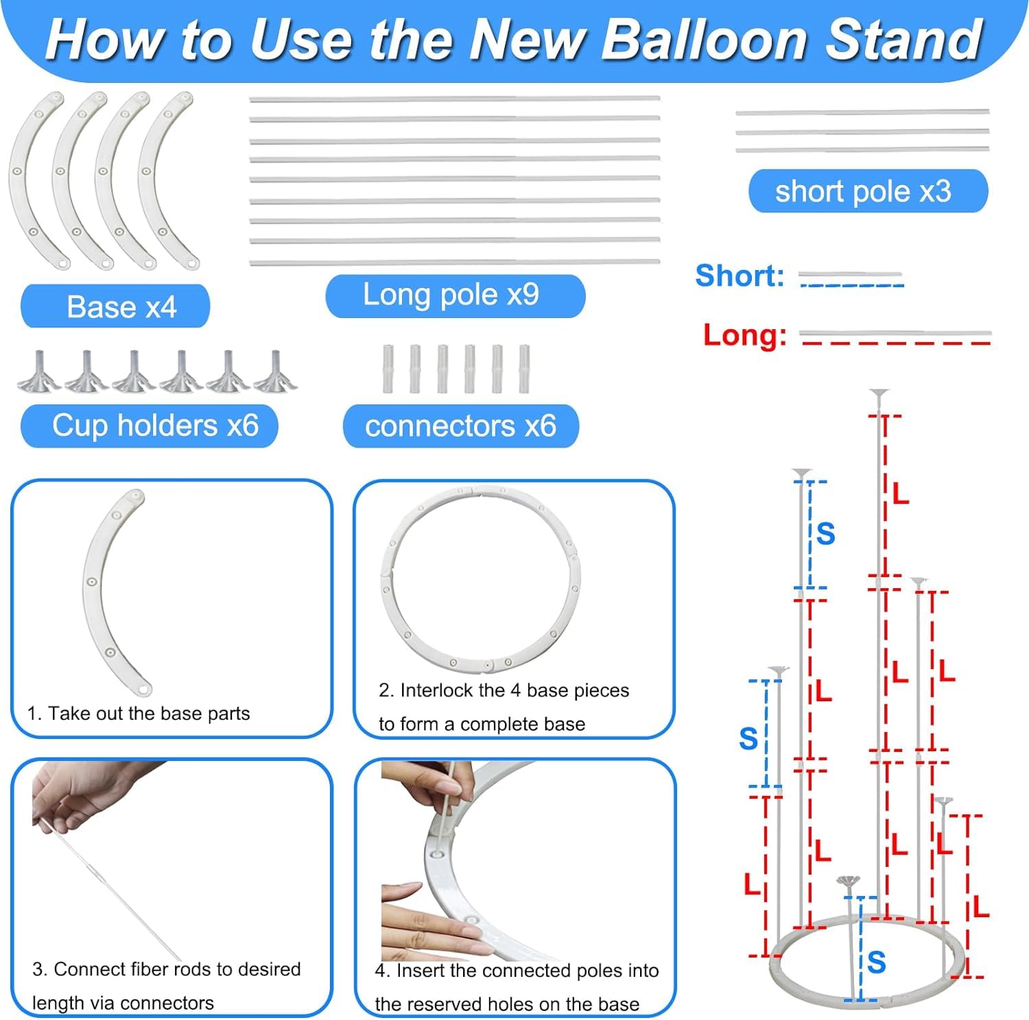 Balloon Arch Kit and Balloon Pump, 10FT Width 9FT Height Adjustable Balloon Arch Stand with NEW DESIGNED 2 Balloon Stands Water Fillable Bases