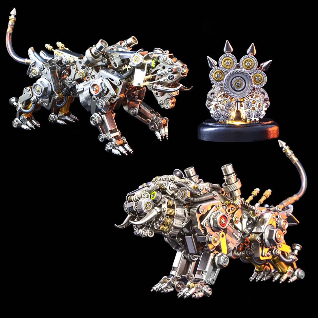LOCHE 3D Metal Puzzle Model Kits, 3D Metal Steampunk Mechanical Tiger Kit 3D Jigsaw Puzzle, 700+ Pieces 3D Laser Puzzle DIY Assembly 3D Metal Model