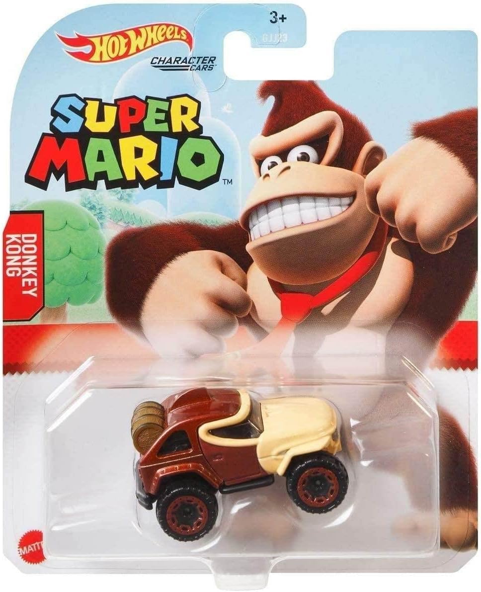 Hot Wheels Super Mario Character Cars Collection - Mario, Luigi, Princess Peach, Light Blue Yoshi, Bullet Bill & Donkey Kong, Die?Cast 1:64 Scale