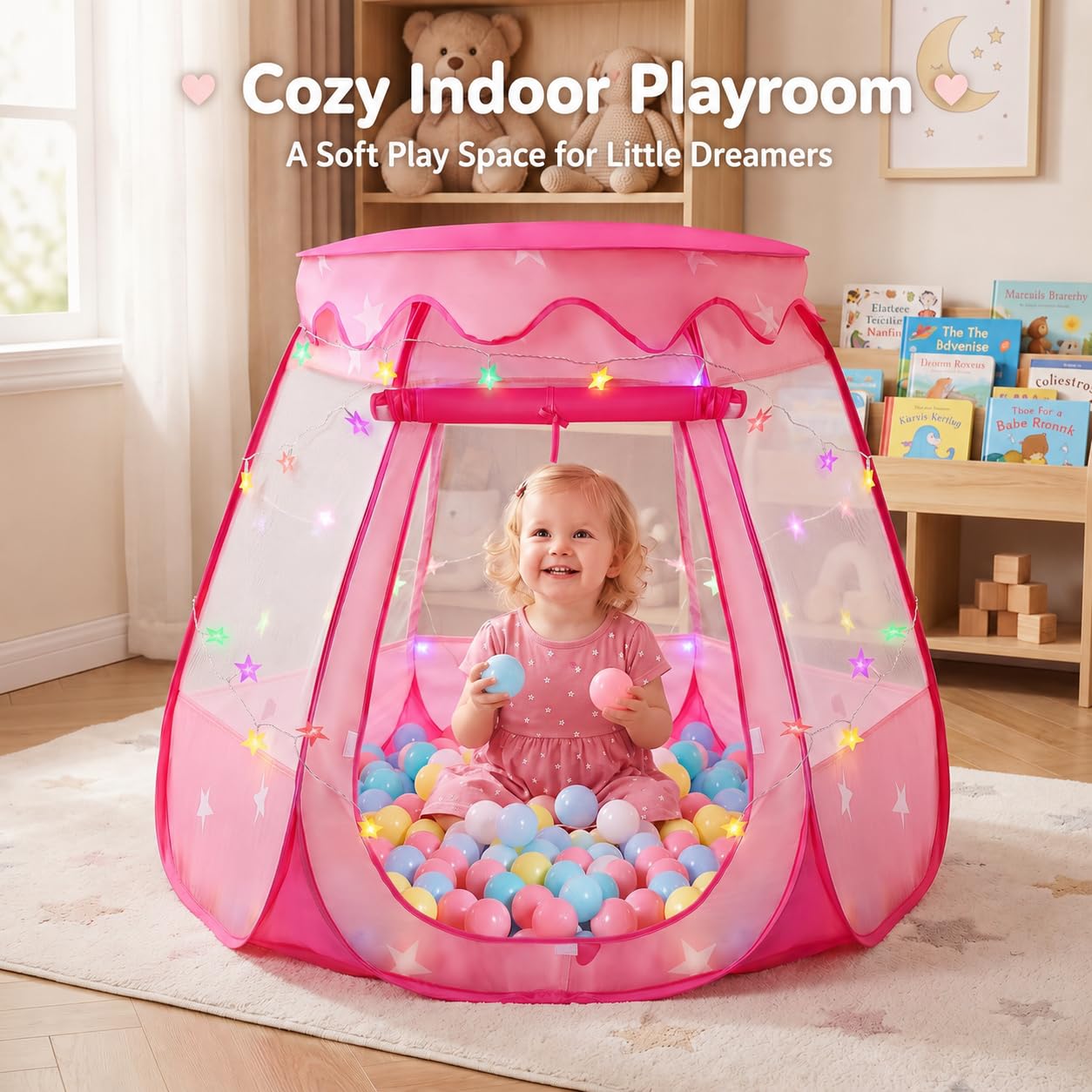 TIKTENT Pop Up Princess Tent with Star Lights, Toddler Toys for Girl Gift