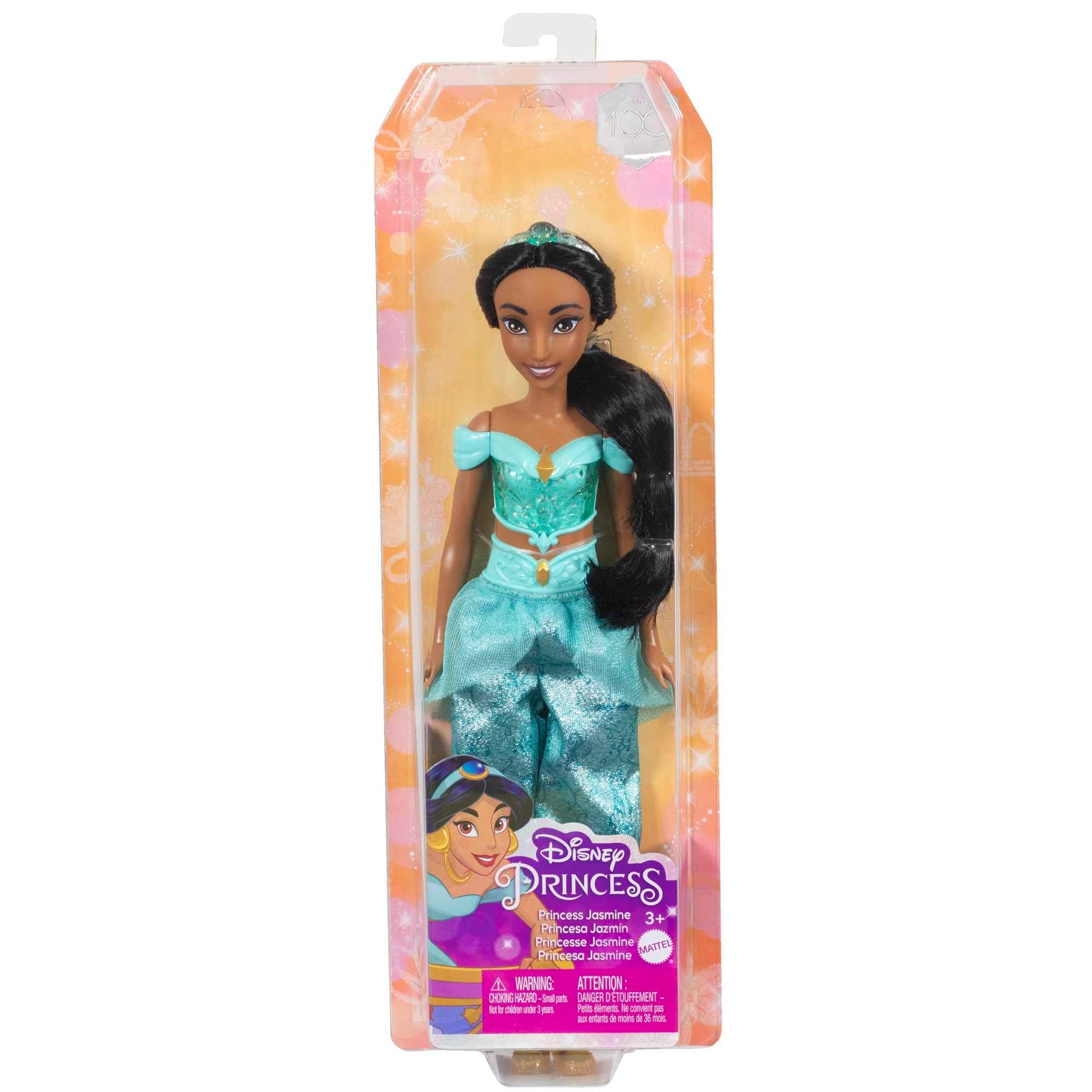 Mattel Disney Princess Jasmine Doll in Sparkling Fashion with Removable Pants, Tiara and Shoes, Posable & Collectible, Inspired by Aladdin Movie