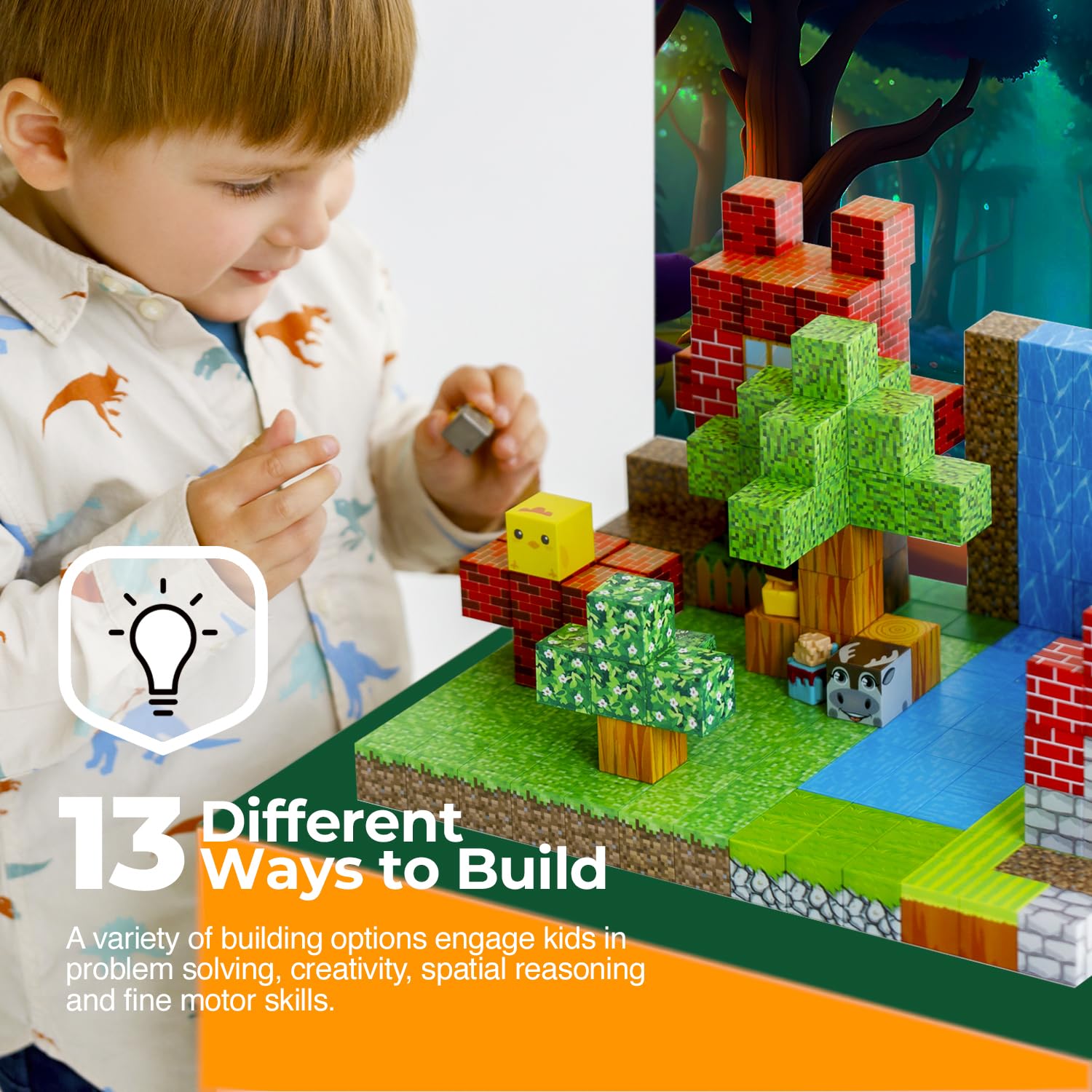 Magnetic Blocks Cubes 128PCS - STEM Cube Building Blocks & Magnet Tiles, Fidget, Montessori for Kids Ages 3-5 & 5-7 & 8-12, Magnetic Kit Cubes