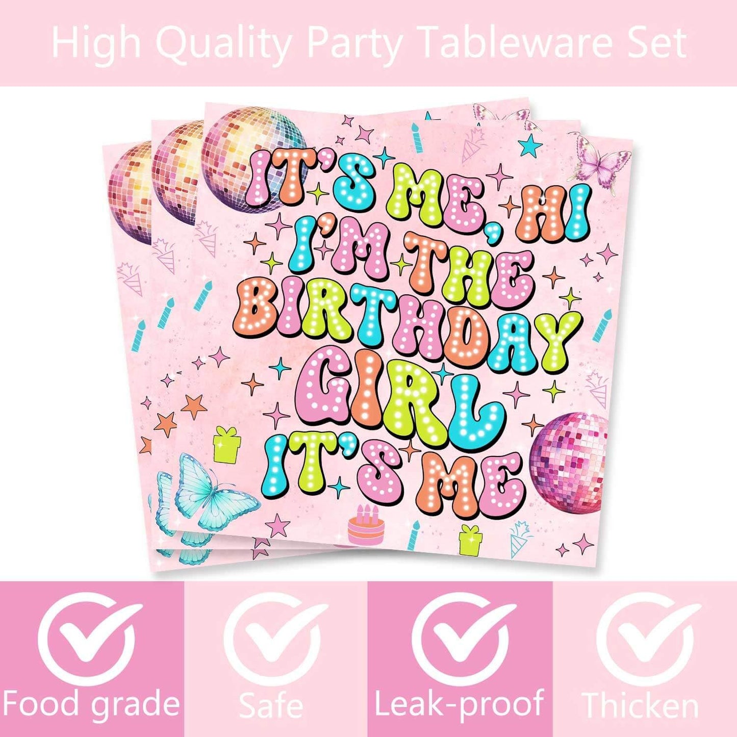 Its Me Hi Im The Birthday Girl Party Supplies - 80 Pcs Tableware Music Decorations Includes Paper Dinner Plates Napkins Forks Dinnerware for In My